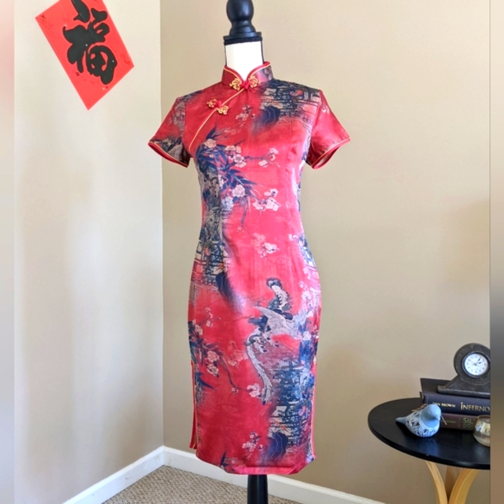 🆕 Cheongsam Qipao Faux Silk Chinese Dress